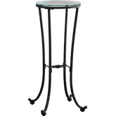 Accent Table in Hammered Black Metal with Tempered Glass